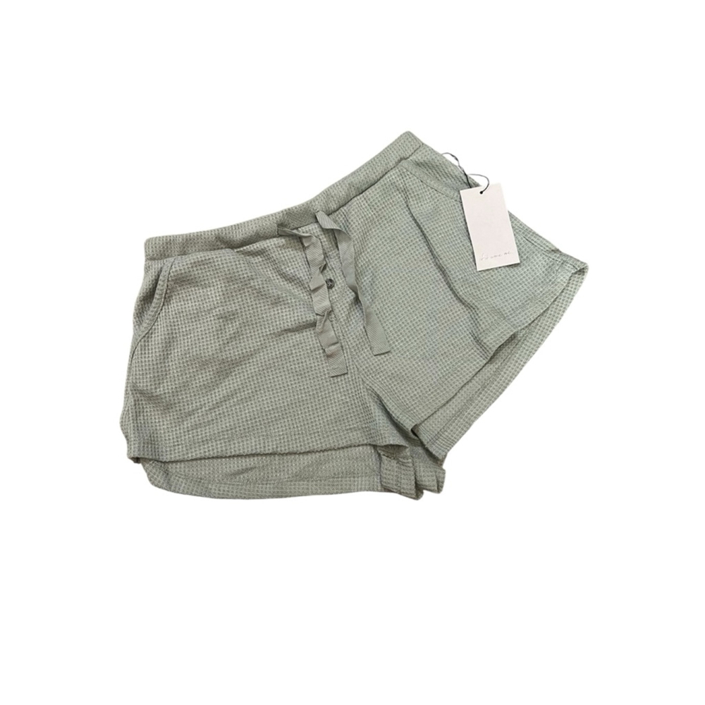 IF IT WERE ME Women’s Large Short Green Waffle Drawstring Elastic Waist L